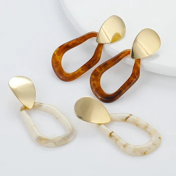 

AENSOA Irregular Acrylic Drop Dangle Earrings 2019 Vintage Big Long Statement Earrings for Women Resin Geometric Boho Earrings