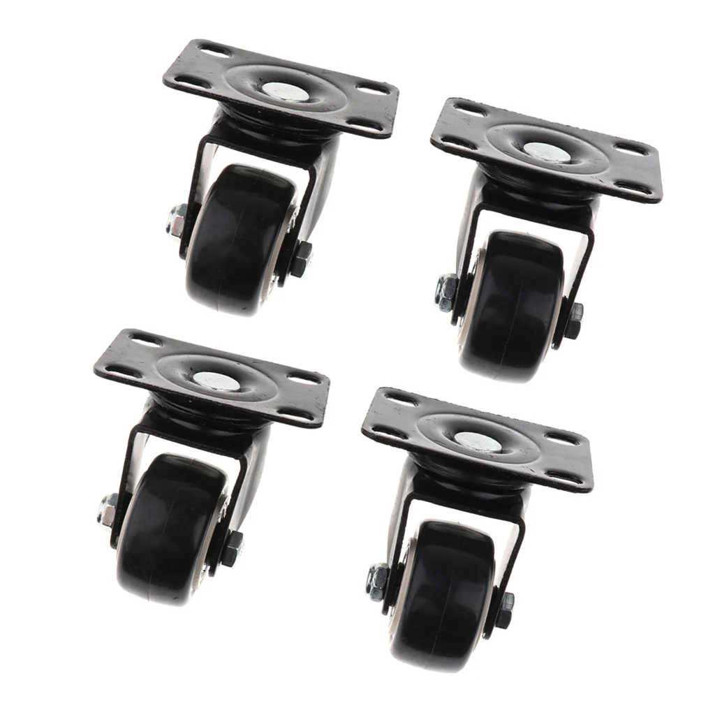 4 x Heavy Duty 40mm PVC Swivel Castor Wheels Trolley Furniture Caster Black