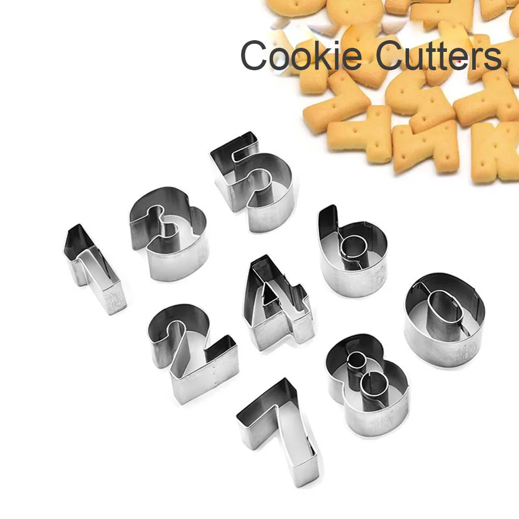 9/26pcs Stainless Steel Alphabet Letter Cookie Cutters Mold Biscuit Number Cutter Set Cake Decorating Moulds Fondant Cutter Set
