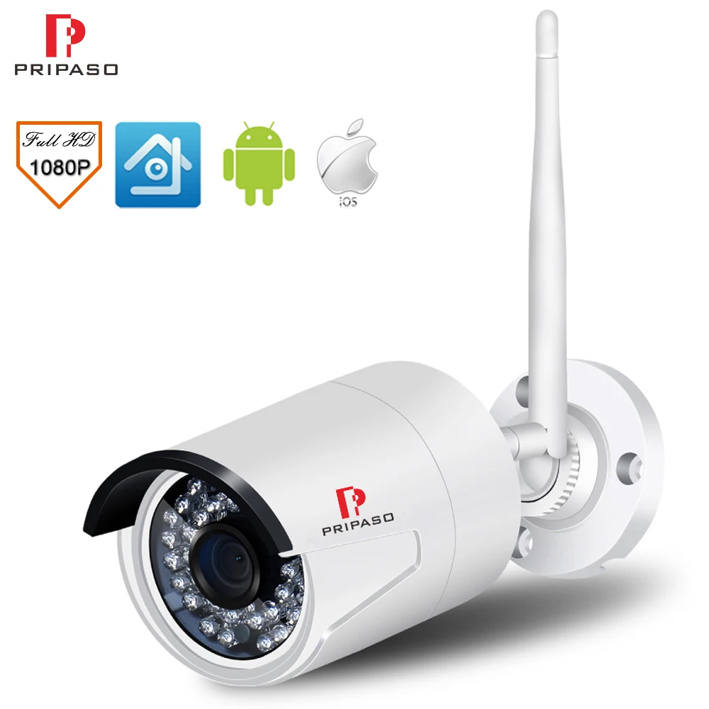 Pripaso беспроводная наружная камера безопасности Camhi 1080P 2.0MP Bullet домашняя IP камера видеонаблюдения CCTV Водонепроницаемая камера ночного видения