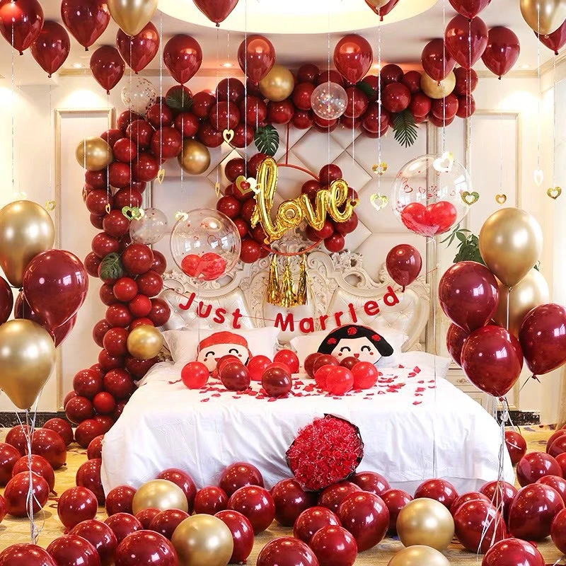 Perlengkapan Pernikahan Pernikahan Kamar Dekorasi Balon Set Tata Letak Set Balon Latex Pesta Aluminium Balon Ballons Aksesoris Aliexpress