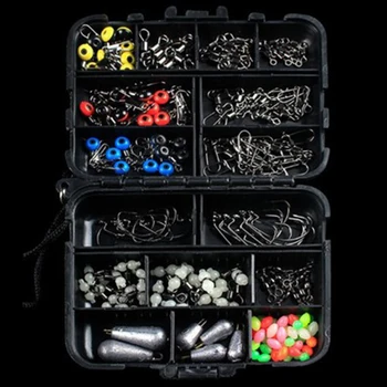 

177pcs Fishing Accessories Kit Set With Fishing Tackle Box Including Fishing Sinker Weights Fishing Swivels Snaps Jig Hook Pesca