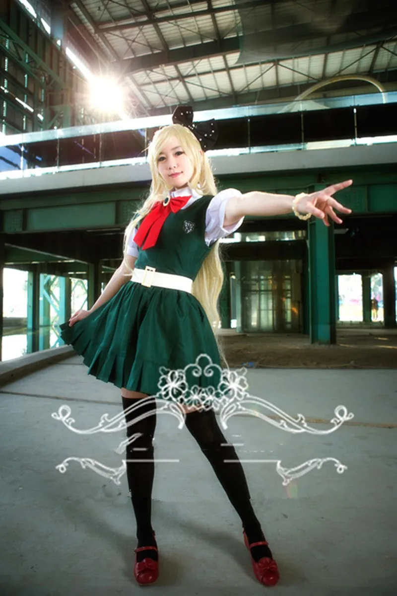 

anime Cos Sonia Nevermind Danganronpa 3 -The End of Cosplay Costume Custom size Cosplay Costume 4in1 Dress+Tie+Belt+Headdress