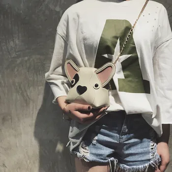 

Girl Cute Dog Shape PU Leather Shoulder Bag Mini Porable Lovely Children Handbag Kid Chain Fashion Shoulder Messenger Bag #45