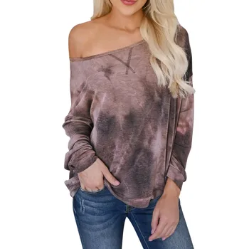 

Women's Sweatshirt Casual O-Neck Contrast Color Long Sleeve Letter Top Gradient Contrast Color Blusas Poleron Mujer De Moda 2019