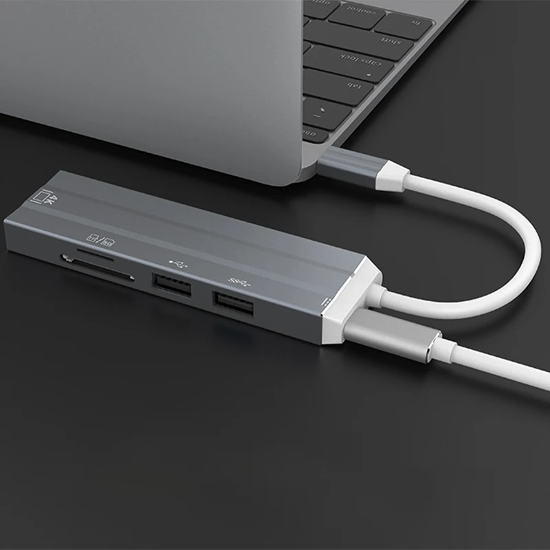 VLAMPO 4 in 1 Multi USB3 0 HUB Expansion Dock Convert 4k Type C to HDMI 4