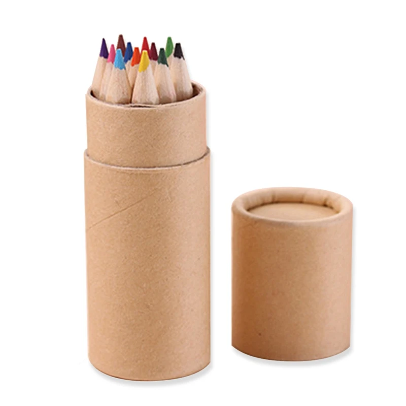 12 Pcs Kraft Paper Cartridges Multicolor Pencil 12 Colors Loading Sharpener Cover Drawing Color Of Lead Color Pencil