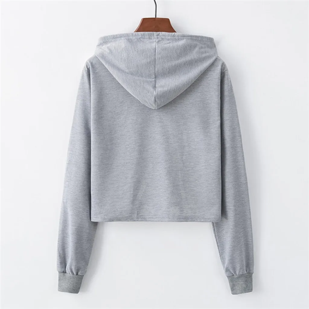 JAYCOSIN Fashion Women Casual Simple Sweatshirt Cactus Print Hooded Long Sleeve Comfortable Popular Cartoon Soft Short Blouse