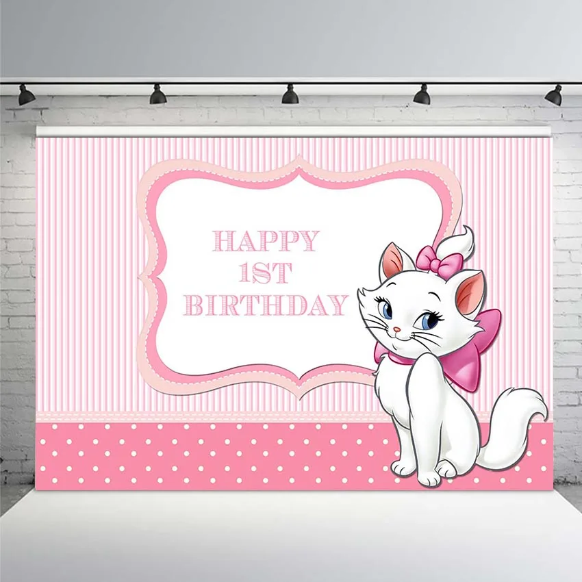 

Photography Backdrop ARISTOCATS Birthday Cat Party Custom Photo Background Children Newborn Baby Shower Happy Birthday Party