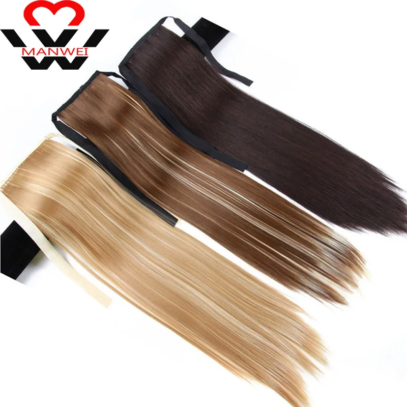 

Synthetic Pony Tail Heat Resistant Fake Hair Extensions Hair 22'' Long Straight Ponytails Clip In Ponytail Drawstring