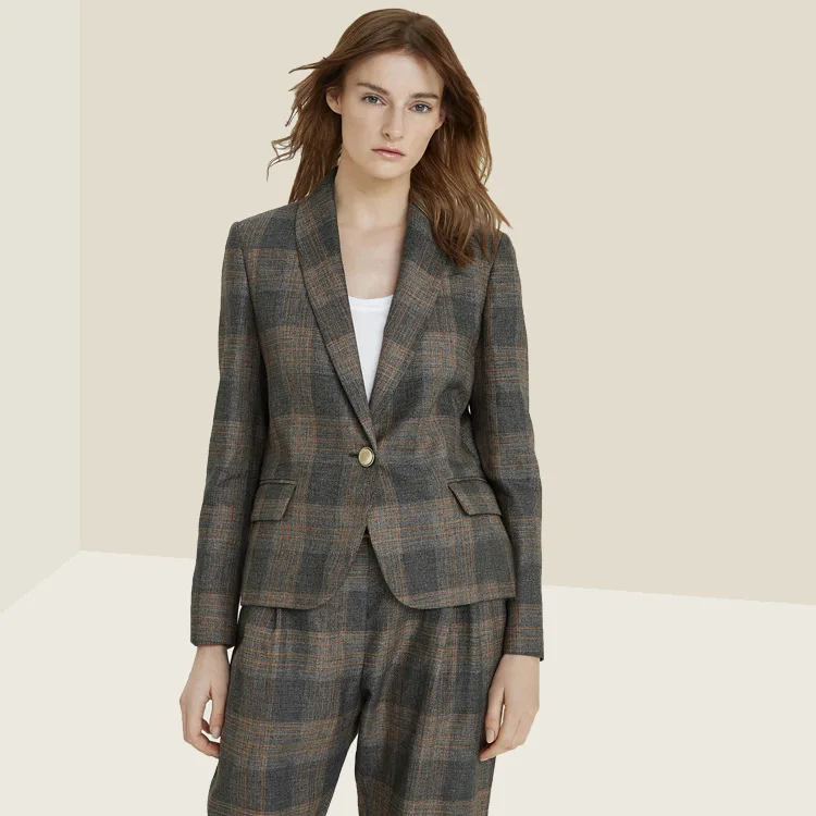 

Autumn Clothing 2019 New Style Retro Pattern Suit Women's One-Button Coat Elegant Slimming Capri Pants-Style Set
