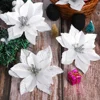 24pcs Flower Head Glitter Artificial Silk Flower Christmas Tree Ornament DIY Christmas Decoration New Year Decor Navidad 2022 ► Photo 3/6