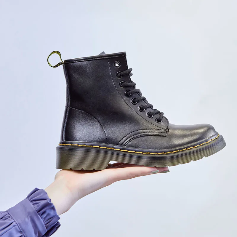 

Full-grain Leather 2019 New Style Martin Boots Women's British-Style Genuine Leather Flat Ankle Boots Autumn And Winter Hight-to