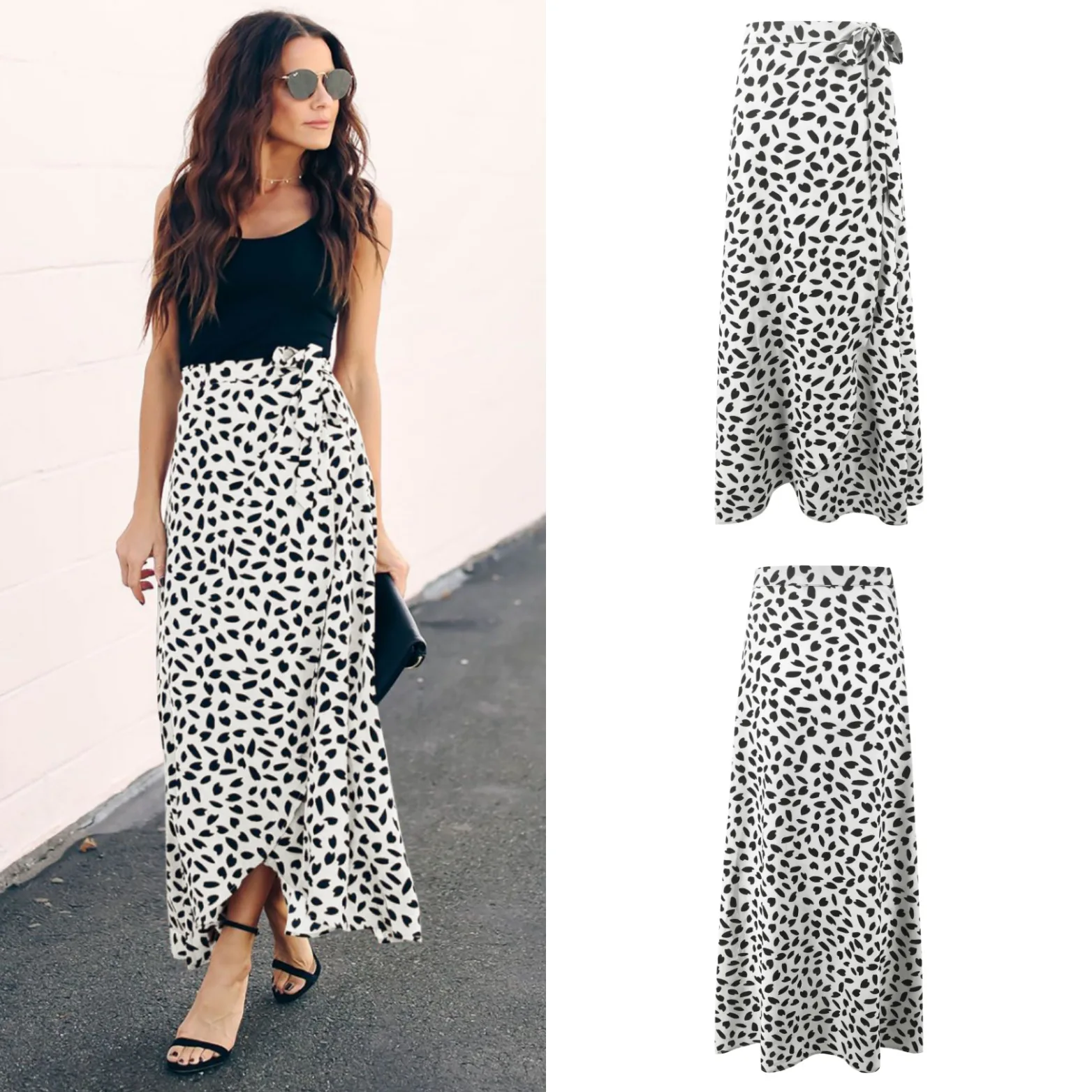 Hot Selling Summer New Products WOMEN'S Dress Polka Dot Printed Slit Long Skirts Skirt 2820