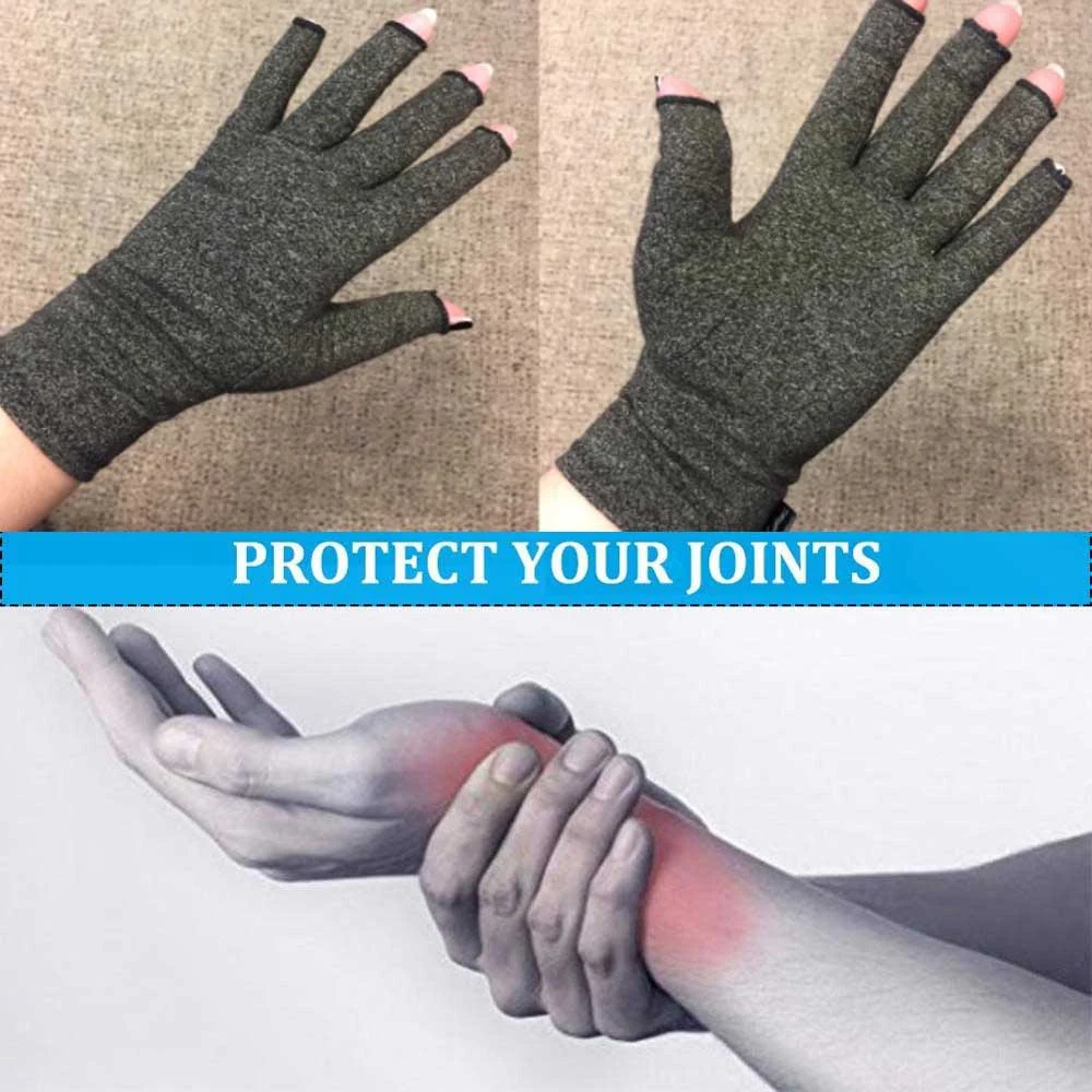 Tcare 2Pcs/Pair Unisex Compression Open Fingers Arthritis Gloves Premium Arthritic Joint Pain Relief Hand Gloves Therapy Cycling