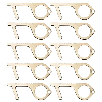 

4/6/8/10pcs The Safe And Easy Way To Avoide Germs-Contactless Safety Isolation Brass Key Cleankey Handheld Non-Contact Key