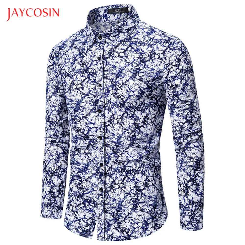 Joycosin, мужская рубашка, зимняя, повседневная, Мужская одежда, Ретро стиль, трещины, принт, длинный рукав, воротник с отворотом, мужские топы, вымытые, старые боты, рубашка
