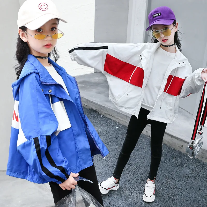 

Childrenswear Girls Korean-style CHILDREN'S Jacket 2019 Autumn Outdoor Waterproof Jacket Big Boy Trench Coat Loose Tops
