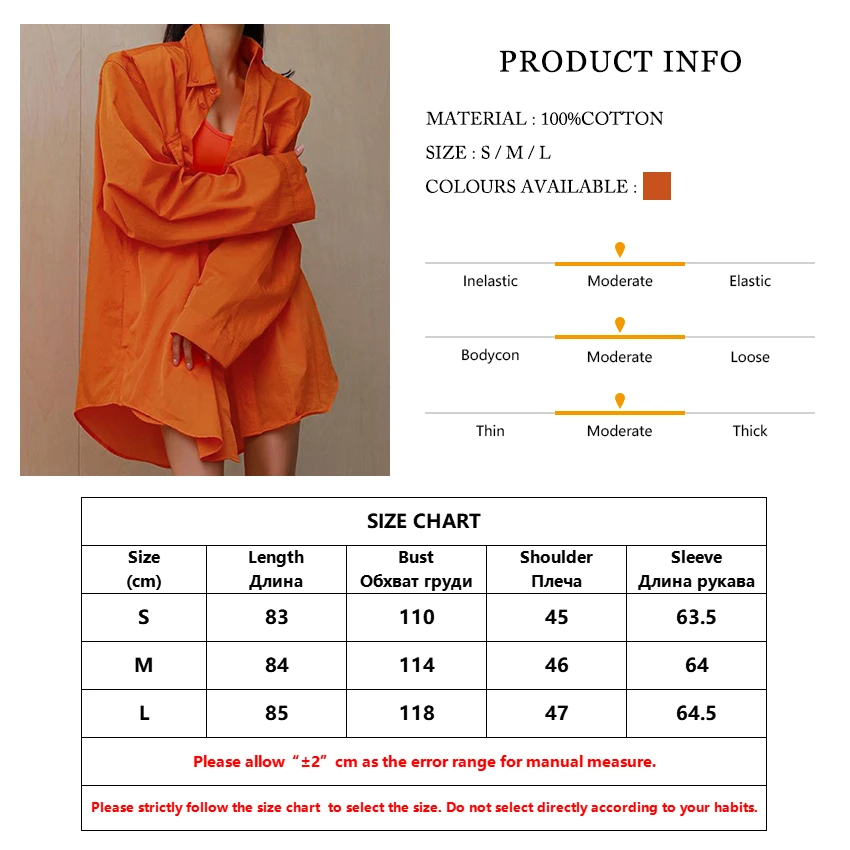 Clacive Orange Fashion Women'S Blouse Casual Loose Long Sleeve Office Ladies Shirt Elegant Single-Breasted Blouses And Shirts