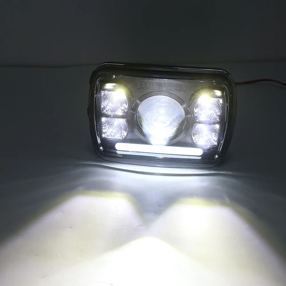60 Вт 7x6 5X7 дюймов квадратный светодиодный фары Hi/Low Beam Белый DRL Для Jeep Cherokee YJ GMC Savana Chevy Ford грузовик налобный фонарь