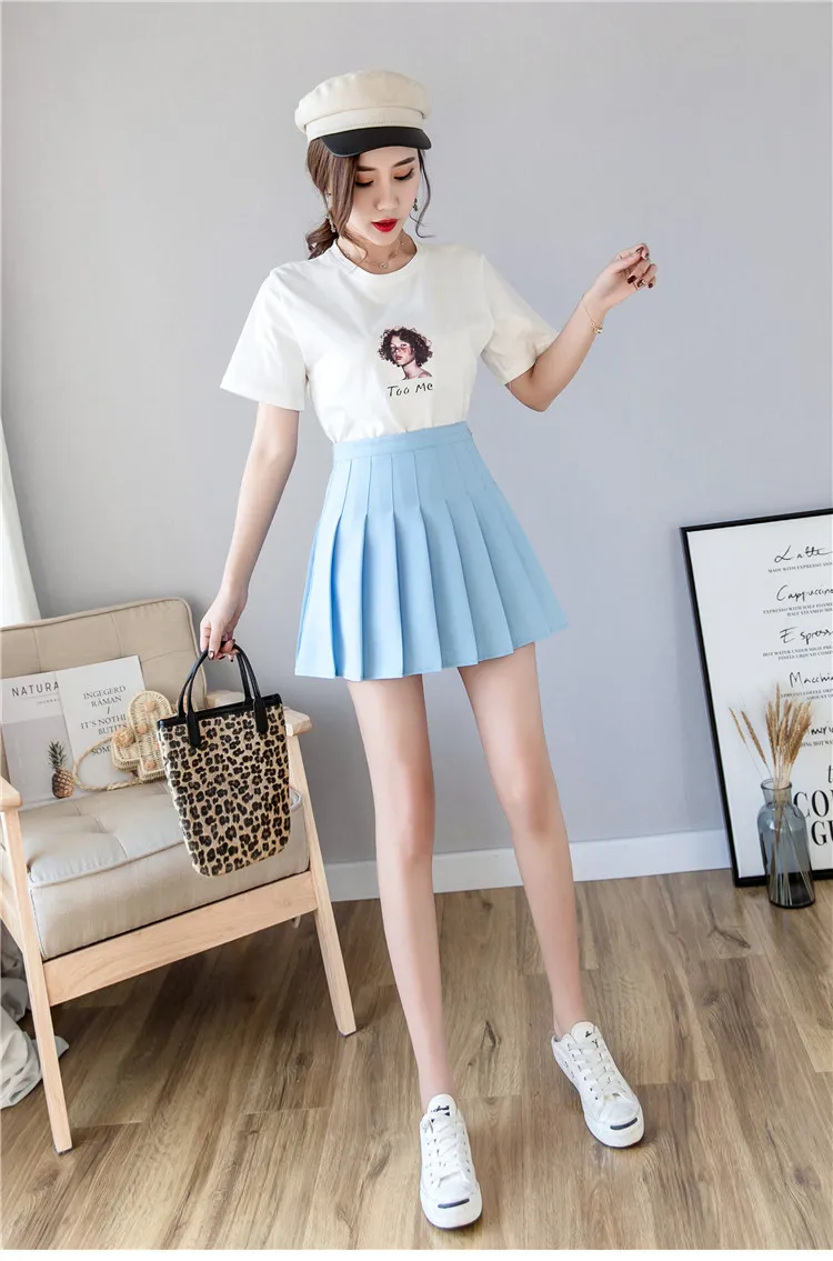 Sweet A Line Mini Pleated Skirt for Women Preppy Style Candy Color Cute Tulle Skirt Kawaii Short Skirt Four Season Sports Wear
