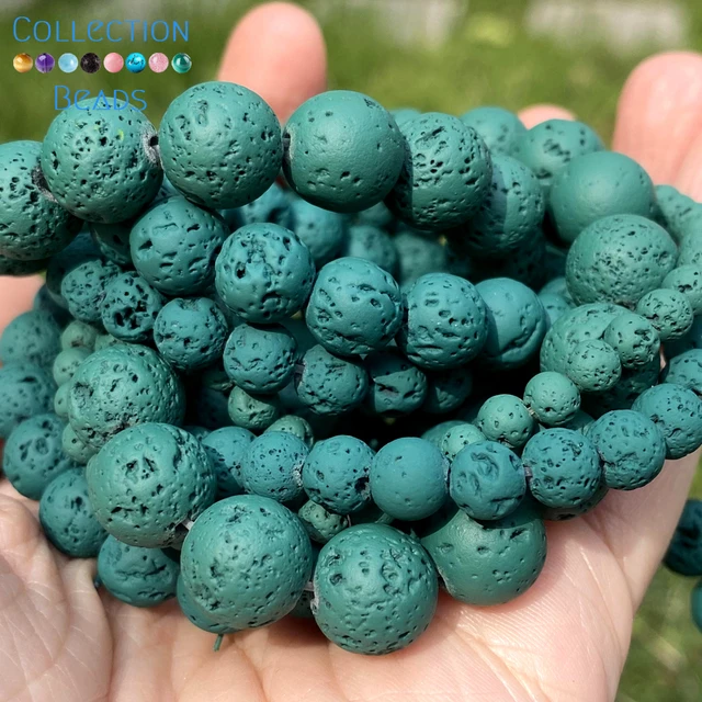 New Natural Stone Beads Dark Green Volcanic Lava Rock Beads