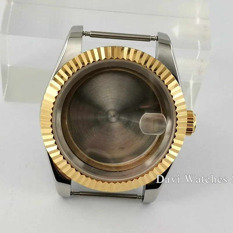 Bliger Watch Case 39mm sapphire glass Silver gold plated Parts fit ETA 2836 DG2813 3804 Miyota 8215 821A | Наручные часы