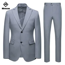 Mirecoo Blazers Jacket Man Suit 2 Button Fashion Casual Slim Fit Wedding Suit For Men Business Suits Pants Set Autumn Spring Mirecoo Blazers Jacket Man Suit 2 Button Fashion Casual Slim Fit Wedding Suit For Men Business Suits Pants Set Autumn Spring