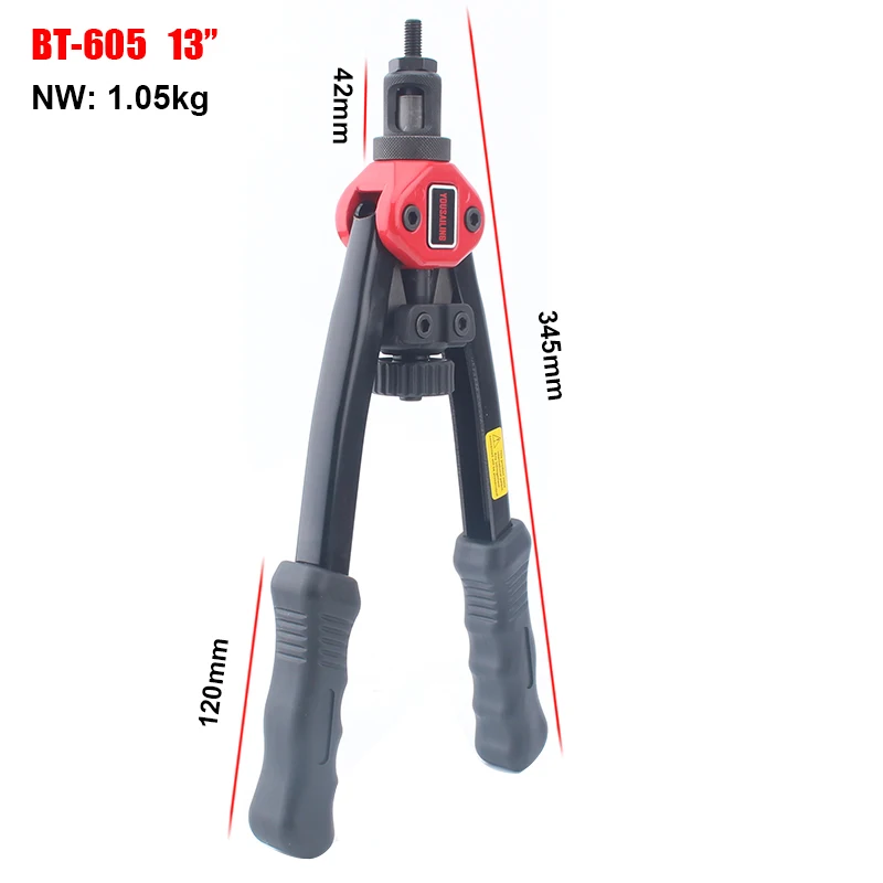 YOUSAILING BT-605 13" Nut Riveter Guns Manual Riveter Hand Thread Riveting Tool Mandrels M3 M4 M5 M6 M8 M10