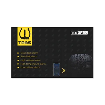 

Car Tire Pressure Sensor With Nuts Wrench Practical Tool Accessory Bluetooth5.0 TPMS Monitor Alarm System For Andriod IOS