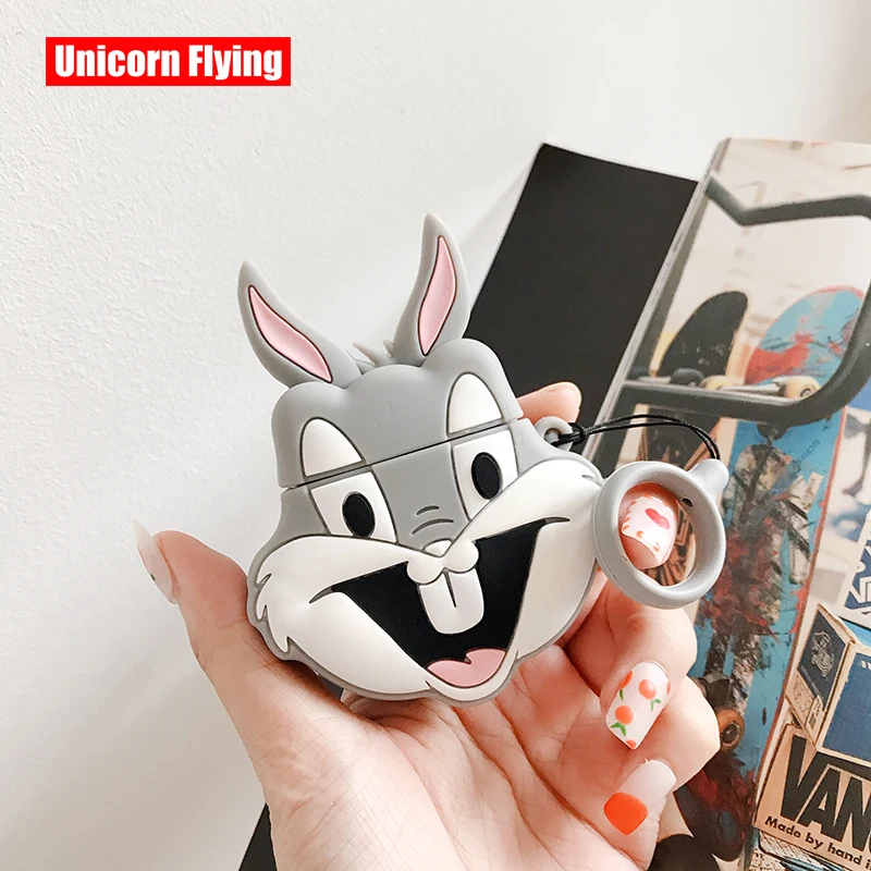

LinXiang Cute 3D Buck Teeth Rabbit Bugs Bunny Bluetooth Earphone Cover Silicone Protective Case For Apple Airpods 1 2