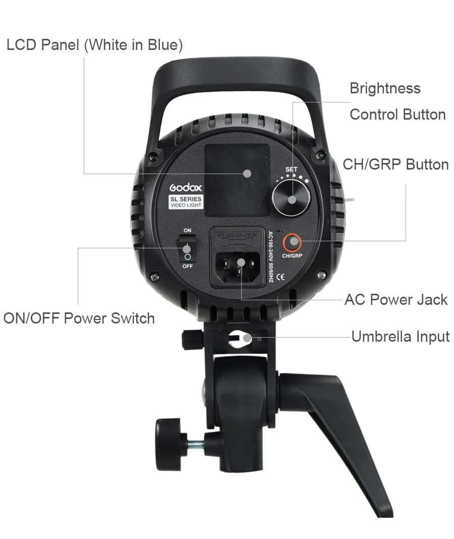 Godox LED Video Light SL-60W SL60W 5600K White Video Light Continuous Light + 60