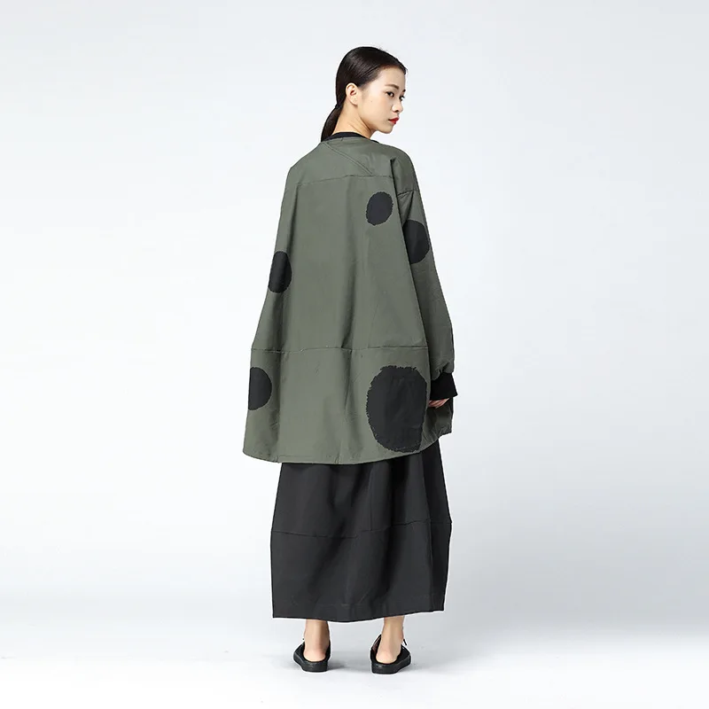 XITAO Polka Dot Irregular Trench Women Korea Fashion New Bat Sleeved Plus Size Hit Color Print 2019 Autumn Elegant Coat  LJT3848