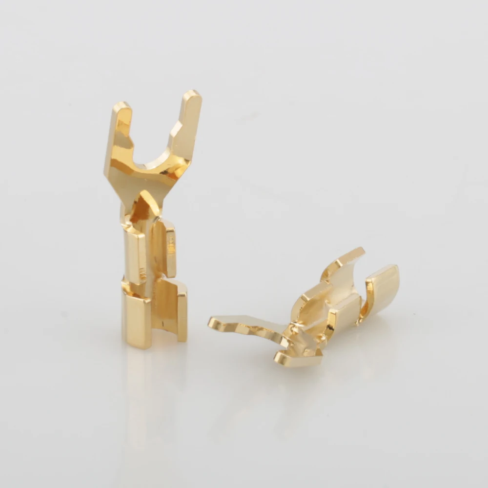 

High Quality 8pcs Hi-end Solid Copper plug 24K Gold plated Spade Plug Speaker Cable Wire Connector HiFi