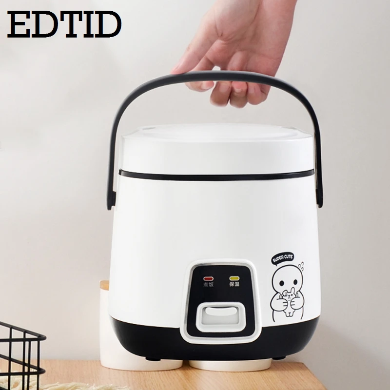 EDTID 1.2L Мини электрическая рисоварка 2-слойная Пароварка для приготовления пищи многофункциональный горшок для приготовления пищи 1-2 человек Подогрев Ланч-бокс ЕС и США