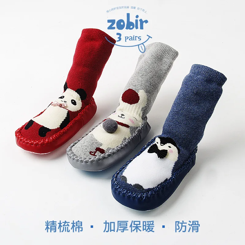 3 пары детских носков-тапочки из чистого хлопка, махровые носки для малышей 0-1-3 лет, xue ayumi wa, толстые носки до щиколотки