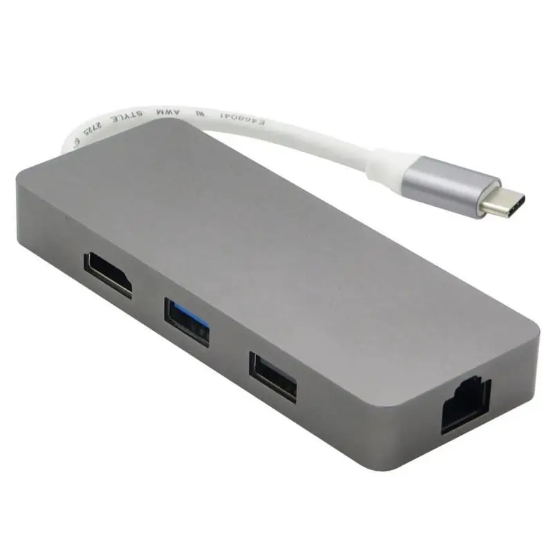 7 в 1 USB 3,1 концентратор type C Зарядка USB 2,0 USB 3,0 2K HDMI LAN переходник для sd-карт type C конвертер для интерфейса type C компьютера