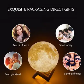 

Moon Lamp Night Light 3D Print Moonlight LED Dimmable Touch/Pat/Remote Switch Rechargeable Bedside Table Desk Lamp Dropshipping