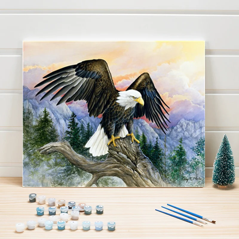 Картины в рамке живопись по номерам Орел сделай сам Цифровая маслом на льняной