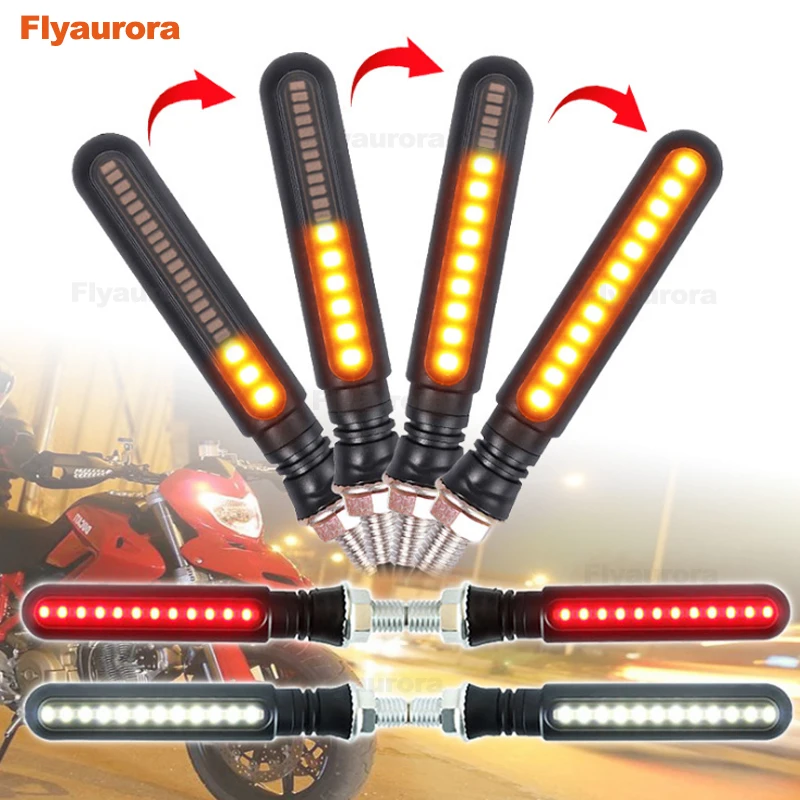 

2pcs 12V Universal Motorcycle LED Turn Signal Light Indicators Amber Blinker Light Lighting Tail Brake Lights Streamer Flashing