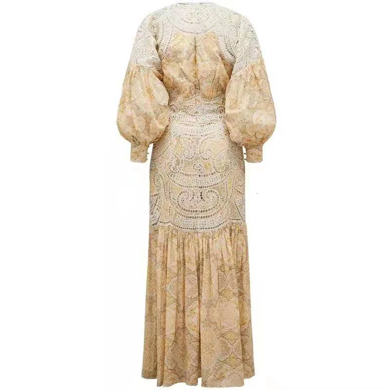 TWOTWINSTYLE, винтажное женское платье с принтом, v-образный вырез, фонарь, длинный рукав, высокая талия, с рюшами, платья русалки, женская одежда