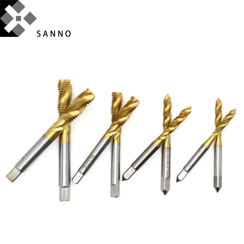 10pcs Hss spiral fluted machine screw tap M2 M8  M14 M20 spiral pointed taps tapping thread forming tap for chip removal,  iron (2)