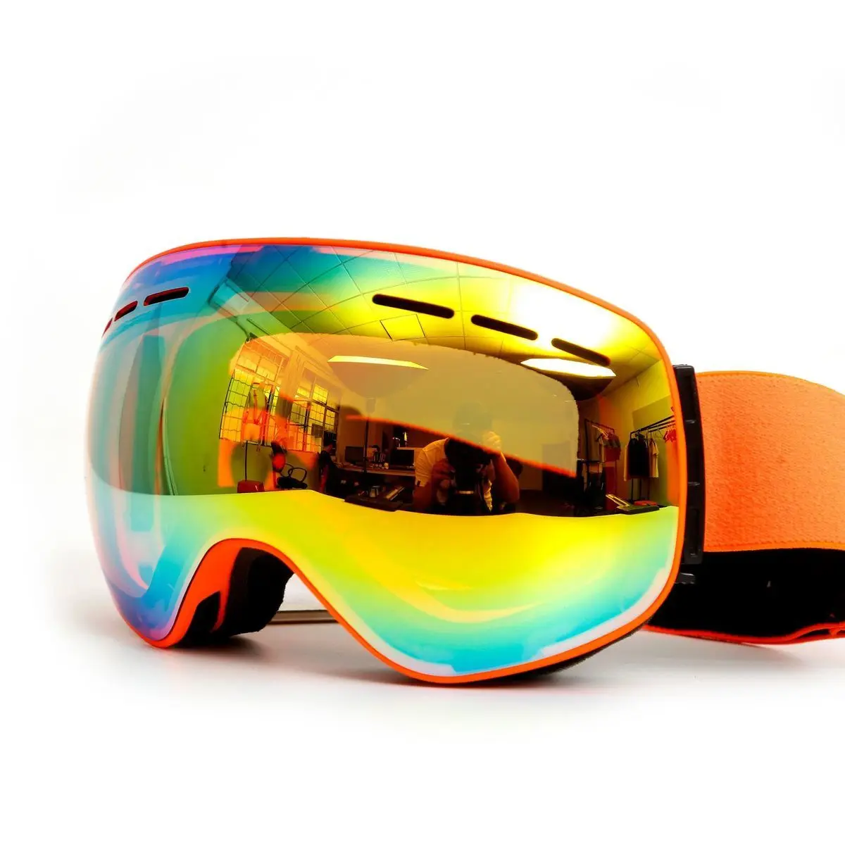 Лыжные очки, большая сферическая оправа, магнитные линзы, анти-туман, для мужчин и женщин, Снежная маска, защитные очки без полей, очки для сноуборда для взрослых - Цвет: A