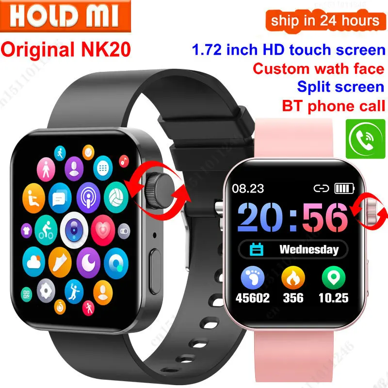 NK20 Smart Watch 1.72 inchBT Phone Dial Call IP67 Heart Rate Monitor Blood Oxygen Music Player Smartwatch for Android Ios | Электроника