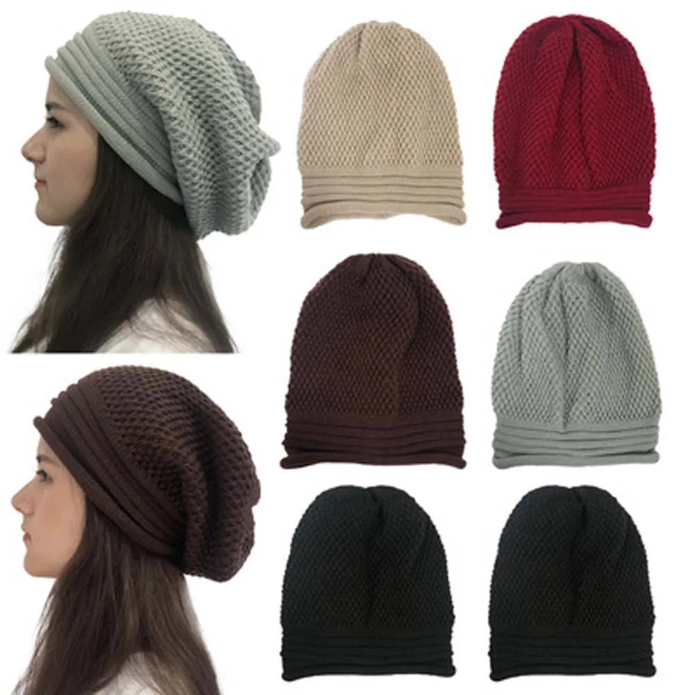 

Knit Cap Pleated Solid Color Cuffed Lady Fashion Warm Cuff Cap Men Wild Warm Hat Unisex Winter Ribbed Knitted Hat Retro Ski Hat