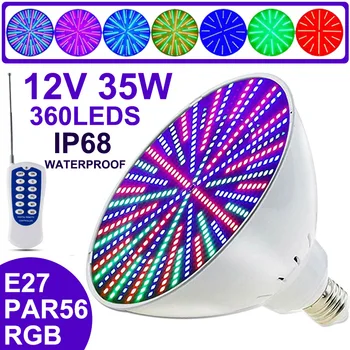 

Ip68 LED Swimming Pool Light Par 360LEDs Waterproof Underwater Light 35W DC 12V RGB Pond Lights +Remote Controller