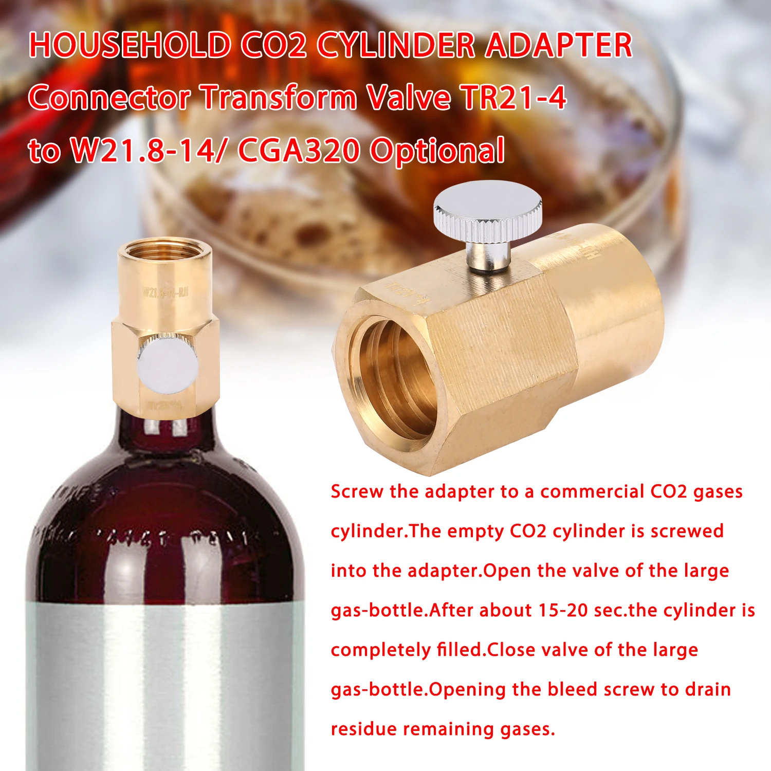 Латунный бытовой адаптер для цилиндра CO2 соединитель бутылок Sodawater преобразующий