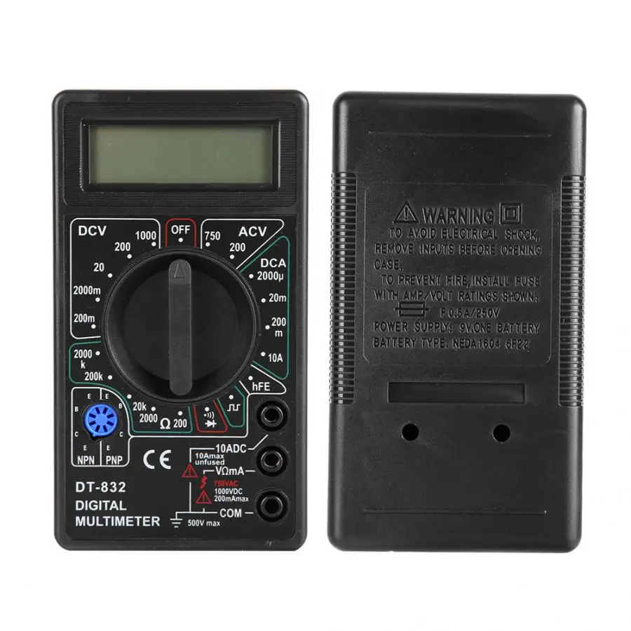 DT-832 ручной карманный цифровой мультиметр AC/DC напряжение Мегаомметр с зуммером мультиметр