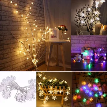 

LED Snowflake String Lights Snow Fairy Garland Decoration for Christmas tree New Year Room Valentine's day Battery Plug Operated