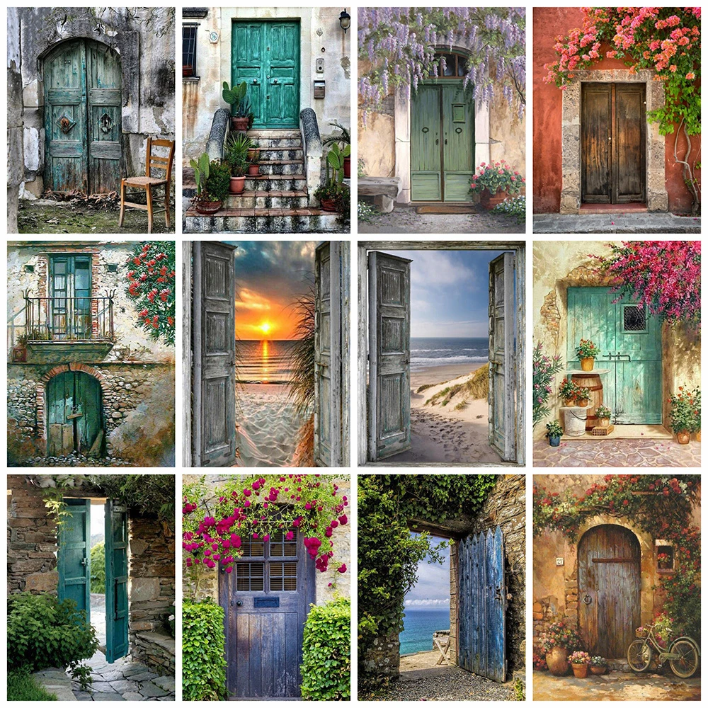 5D DIY Diamond Painting Cross Stitch Full Square Diamond Embroidery Door Landscape Picture Of Rhinestones Home Decor